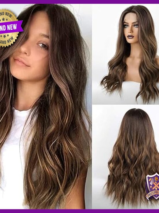 25 Inch Long Wavy Synthetic Lace Front Wig Lightweight Daily Wear